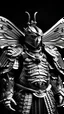 Placeholder: monarch butterfly with general samurai armor Black and white