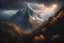 Placeholder: a snow-covered lonely steep massiv mountain reaching into the clouds. On top of the mountain is a needle thin tower. fantasy concept art, exquisite realism, a masterpiece, dynamic lighting, hyper detailed, intricately detailed, deep color, Unreal Engine, volumetric lighting , Epic cinematic brilliant stunning intricate meticulously detailed dramatic atmospheric maximal,