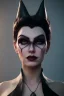 Placeholder: Mari Blanchard as evil queen in black leather, leather, busty, cleavage, angry, stern look. character design by cory loftis, fenghua zhong, ryohei hase, ismail inceoglu and ruan jia. unreal engine 5, artistic lighting, highly detailed, photorealistic, fantasy