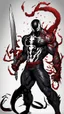 Placeholder: Venom symbiote with kratos red tattoos and Clothes, holding blade of choice