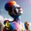 Placeholder: Ultra realistic circus scene. clown sweet woman, waist up view, Wes Anderson style, happy, highly detailed, concept art, unreal engine 5, god rays, ray tracing, RTX, lumen lighting, ultra detail, volumetric lighting, 3d, finely drawn, high definition, high resolution.