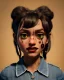 Placeholder: Waist up portrait, hybrid character, waitress British woman with monster muppet mask that covers her entire head and face, Sesame Street style, retro style, pub, short shirt, tray, beer, old school tattoo, hot, smooth, unreal engine 5, god lights, ray tracing, RTX, lumen lighting, ultra detail, volumetric lighting, 3d.