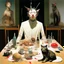 Placeholder: UN conference.a cat and human flesh-like surgical instruments and universe-like a pigeon and neuralink, surrealism,minimalism,Painting By Adrian Ghenie, Rene Magritte, Salvador Dali, Lucian Freud