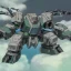 Placeholder: mecha with tracks for a tank. His body is armor and his hands are machine guns. The robot head has animal as a driver.