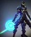 Placeholder: cyber ninja, black metal armor, futuristic suit, imperious, 8k resolution, overwatch, genji, color, vibrant