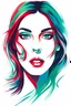 Placeholder: 3 colors vector beautifull female face on white background, red blue green