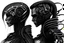 Placeholder: Couple biomécanique Cyberpunk. noir et blanc très détailler Dessiné par H.R Giger en noir et blanc HD 4K 8K