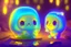 Placeholder: cute chibi slime radiant golden glow in mystical bioluminescent forest , highly detailed , cute facial features , 3D reflections