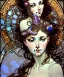 Placeholder: Realistic detailed face portrait of a beautiful young woman top model in opus design lent alien glass armor by alphonse mucha, ayami kojima, greg hildebrandt, and mark brooks, sensual female, feminine, ornate italian renaissance, iridescent venetian blown glass, neo - gothic, gothic, character concept.