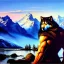 Placeholder: portrait of 'Werewolf',snow,mountains,River,ancient armor,painting by Earl Norem, simon Bisley,frazetta,西嘛哒, evan lee, Vallejo,kelly oil on canvas, cinematic composition, extreme detail,fit full head inside picture,8k