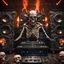 Placeholder: DJ of the damnded, insanely detailed DJ booth in hell, MID set, speakers and equipment made of bone, anatomically correct, add more skulls in th audience, photorealism, vray, 8k 3d