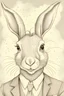 Placeholder: cute young jackalope with two antelope horns in a suit and tie, pencil drawing, emphasize emotion and realism, Walt Disney style, vintage