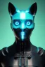 Placeholder: Medium Close Up Portrait, Front image. cyberpunk, rabbit mask, Italian woman, cyan short hair. latex, carbon suit. Cyan, black, blue, color. Akira style. Color background, photo studio. Neon, Led lights, Avatar image, highly detailed, concept art, smooth, unreal engine 5, god rays, ray tracing, RTX, lumen lighting, ultra detail, volumetric lighting, 3d, finely drawn, high definition, high resolution.