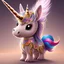 Placeholder: a chocolate unicorn with rainbow horn with sparkles with a bell on his neck, really cute, detailed, close-up, RTX,