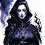 Placeholder: dnd, fantasy, watercolour, portrait, illustration, female, face, cultist, dark, ruthless, merciless, femme fatale