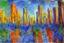 Placeholder: Cyberpunk City near the trees, claude monet influence, sci-fi, impressionism painting