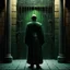 Placeholder: a gangsta monk in the matrix realm of falsehoods: what shall you do, oh mischievous ones, when the fabrications come knocking at your door? When they emerge from the shadows, how will you respond? A 3D abstract masterpiece in the form of a jail artistry.