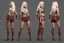 Placeholder: Female character full anatomy Proportions including front, side, and back model sheet .stylized animation character 8k Art station. stylized realistic style character