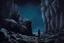 Placeholder: night, rocks, cliff, 2000's gothic horror movies influence, otto pippel impressionism paintings