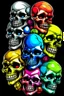 Placeholder: a stack of nearly anatomically correct cartoonish skulls, vivid colors, dark comedy, well lit, high detail,