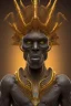 Placeholder: black male African alien, cracks in the head, wicked, Asian eyes, crown, blood, 8k, finely detailed, photo realistic, Boris Vallejo style turquoise skull head gold dragon space alien rain skeleton gold tooth silver helmet silver space suit spaceships