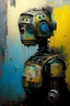 Placeholder: Anthropology robot heavy impaste oilpaint beautiful paintings with pasted oil