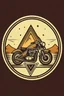 Placeholder: Logo de motocicleta con una pirámide de fondo en 2d vintage