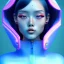 Placeholder: asian woman teenager, few freckles, padded coat, retro futuristic, latex dress, gradient color, BLUE, PINK, CYAN, neon, insanely detailed, 16k resolution, perfect eyes, cinematic smooth, intricate detail