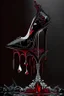 Placeholder: dark fantasy, intricate cover, a whimsical fairytale, high-heeled shoe made of glass with a single drop of blood at its heel