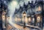 Placeholder: Prompt: a lantern glowing softly on a cobblestone street, mist swirling, with old Victorian houses lining the path, watercolor, mysterious, nocturnal