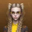 Placeholder: Girl with long wavy brown blond hair and yellow hawk eyes. Wears Hogwarts Hufflepuff uniform and sunglasses with a yellow clip.