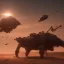 Placeholder: Armored Core machine robot fights another Armored Core fly in the sky in the desert with the ocean where you can see the space in the sky with the twilight on the horizon, 4k resolution