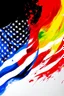 Placeholder: an expressive painting of the Olympic flag and the American flag blended with warmth