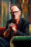 Placeholder: portrait of famous iconinc legendary SF author William Gibson, warm spring colors