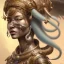 Placeholder: ssango fantasy, fantasy magic, intricate, sharp focus, illustration, highly detailed, digital painting, concept art, matte, artgerm and paul lewin and kehinde wiley, masterpiece silver elephant head bronze Asian African girl nice breast Afo hair turquoise sun rain waves