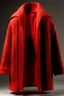 Placeholder: Man's large and red knitted coat opened on front without bottons