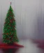 Placeholder: Painting of a festive Christmas tree in a misty swamp