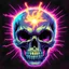 Placeholder: Skull being electrified, 80s airbrush artwork style, bright colored retro ... pixel art 16bit retro style ..