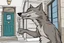 Placeholder: Digital drawing of a wolf hand's ringing the doorbell, I want the wolf point of view, so I want to see just his hand ringing the doorbell