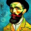 Placeholder: Retrato de un gato de cuarenta y seis años con canas y barba de nombre Salvador Santiago Mozos de estilo Vincent van Gogh