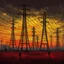 Placeholder: "Visual Necromancy" by Boris Groh art, lurking thin gaunt towering giants in far background of power line structures at dusk, hypersurreal, surreal by Boris Groh, trending on DeviantArt, oil matte painting, crimson - black - jaundice yellow color scheme, sinister, nightmare dream art