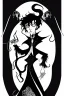 Placeholder: black haired young man necromancer wizard with gothic jewelry and tentacle fingers in the style of Aubrey Beardsley