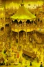 Placeholder: A yellow carnival made out of toys designed in medieval tapestry painted by John Atkinson Grimshaw