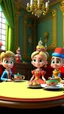 Placeholder: Meeting with royal friends and inviting them to the event, cartoon,3D