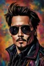 Placeholder: Close Up, Full Color Painting Of Johnny Depp, Sunglasses,, Colorfull Wall Background, Insane Details, Intricate Details, Hyperdetailed, Low Contrast, Soft Cinematic Light, Dim Colors, Exposure Blend, Hdr, Front