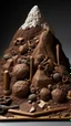 Placeholder: A brown mountain with hammers made out of stone designed in African masks
