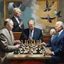 Placeholder: Putin, President Xi Of China And Joe Biden Play Chess With A Pigeon,Ufo And Atomic Bomb Mushroom Cloud,Complex Surgical Instruments Intermixed With A Newborn Boy,Minimalism,Painting By Adrian Ghenie,Rene Magritte,Pablo Picasso,Michelangelo,Salvador Dali,Lucian Freud