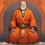 Placeholder: old fat menacing gangsta monk with tattoos is dressed with an orange buddah robe: page by artist Harvey Tolibao and colorist Rebecca Nalty for a tale