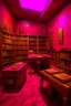 Placeholder: A magenta arcane library with psychic books painted by Vincent van Gogh