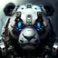 Placeholder: mecha cyborg brutal panda face realistic high definition background